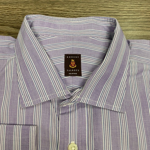 Robert Talbott Purple & Navy Stripe Shirt 17.5 - Picture 2 of 5